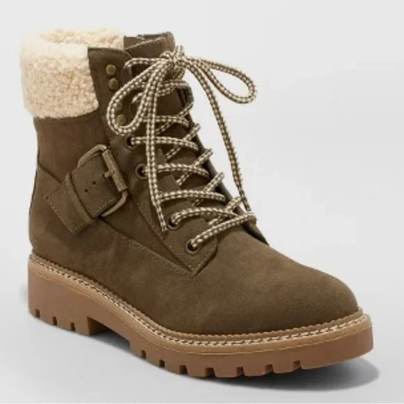 Universal Thread Brown Combat Boots with Rugged Sole - Picture 1 of 9